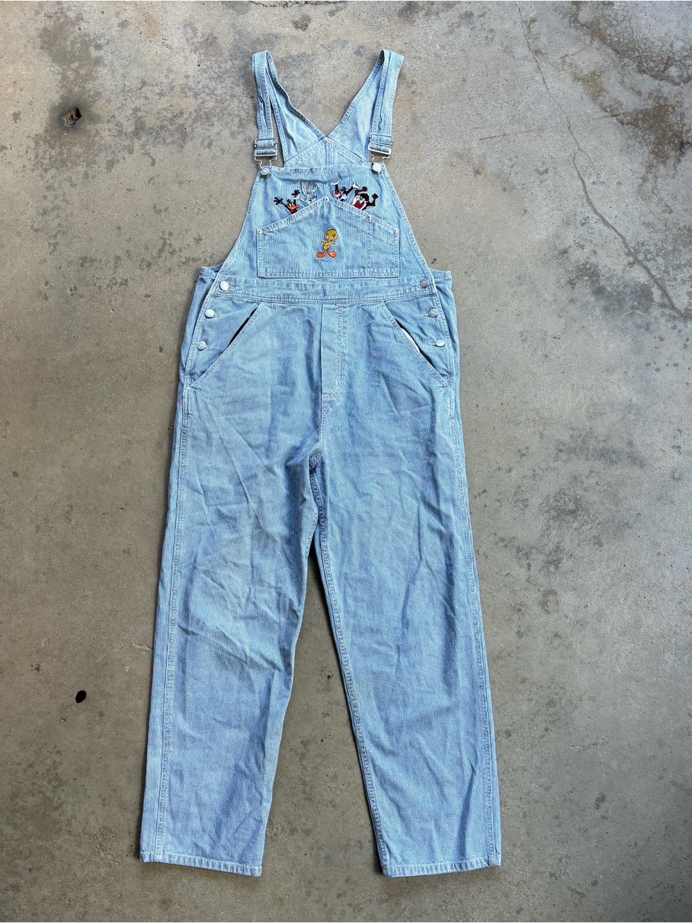 Vintage Warner Bros Looney Tunes Corduroy Overalls Women’s Size Large Tweety Taz